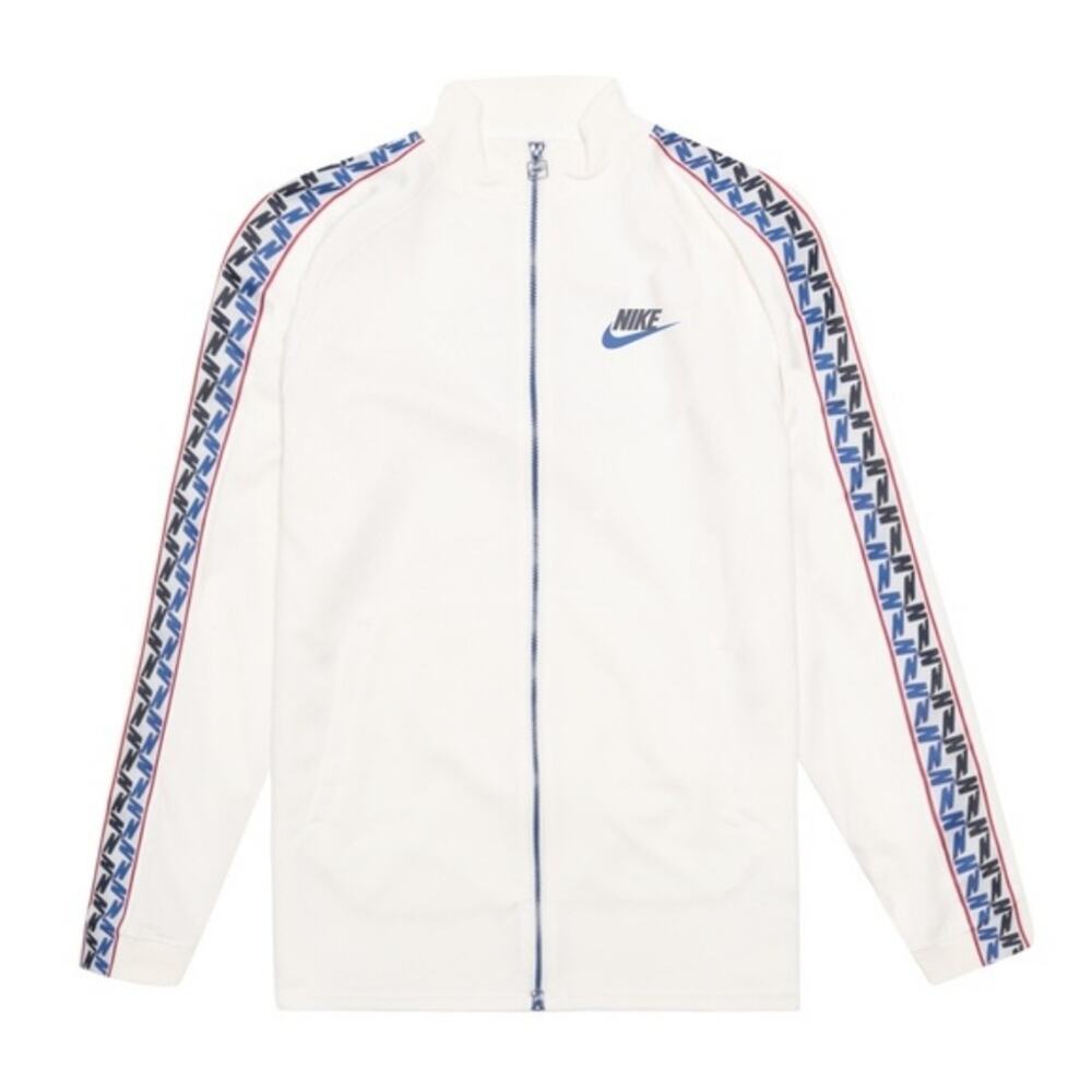 Nike NSW Taped Track Jacket Size Small Cream Blue Red Long - Picture 1 of 12